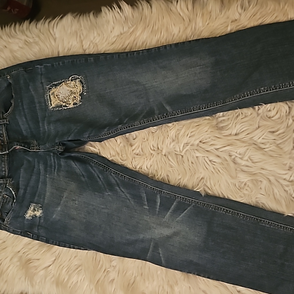 Candie’s Y2K Distressed Rhinestone Jeans Size 13 Juniors